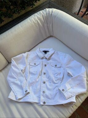 Baccini White Denim Jacket with Button Front